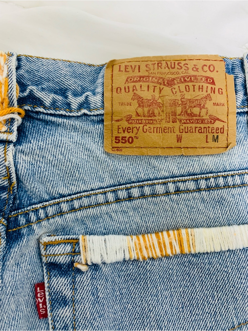 Levi's Light Blue Denim Mini Skirt with Colorful Patchwork from Japan - Picture 3 of 10